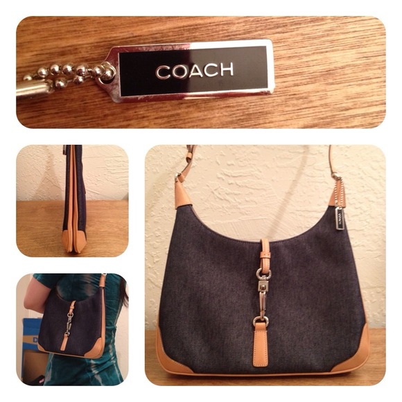 COACH Denim/leather-trim bag