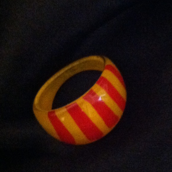 New! Yellow with red stripes ring