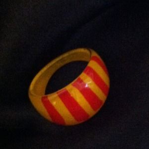 New! Yellow with red stripes ring