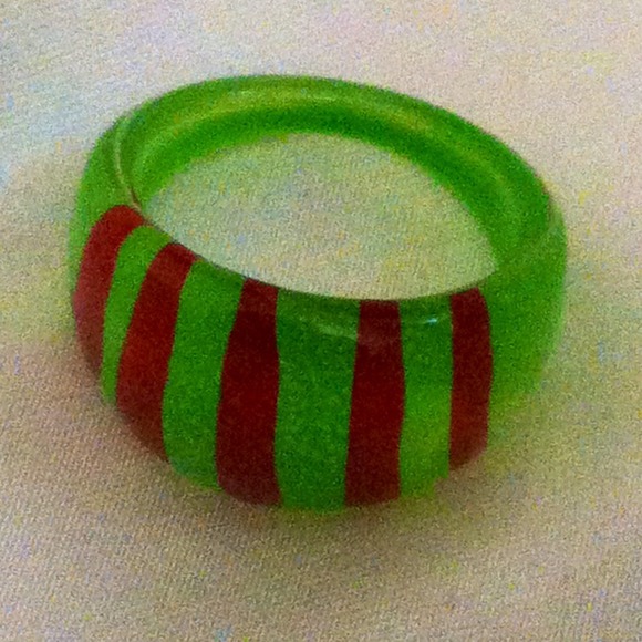 New! Lime green with red stripes ring