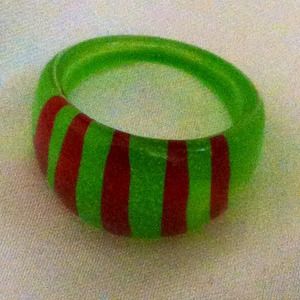 New! Lime green with red stripes ring