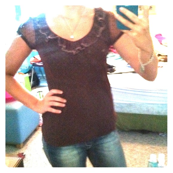 Brown lace top