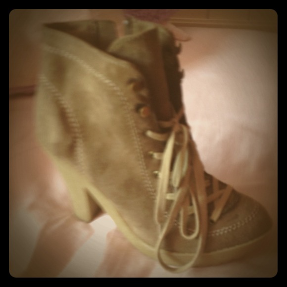 Tan lace up booties