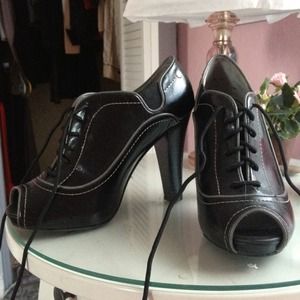 Fergie peeptoes laceup heels