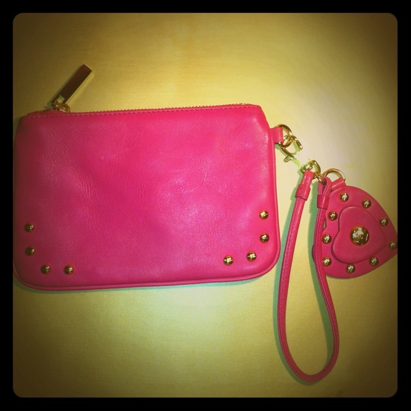 Tory Burch Handbags - Tory Burch heart studded pink wristlet