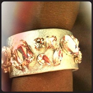 Large Metallic and pink jeweled bracelet