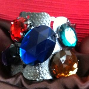 Large Multi Colored Stone Cuff Bracelet