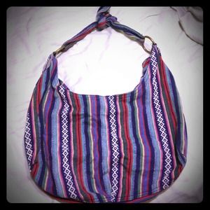 Striped cloth handbag