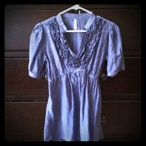Blue ruffled top