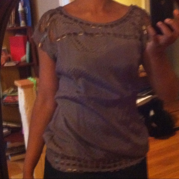 gorgeous beaded deep mauve top - Picture 2 of 4