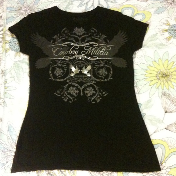 ⚠SOLD⚠Black cowboy militia tshirt