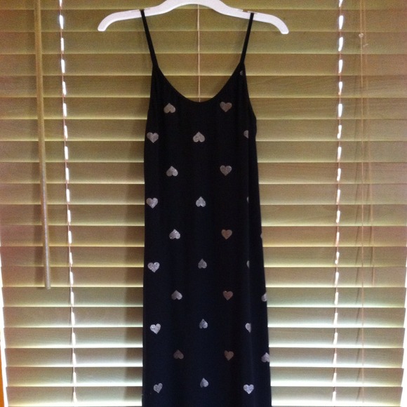 VS - New Heart Print Long Black Dress