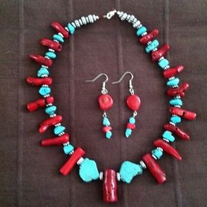 Turquoise & red coral set
