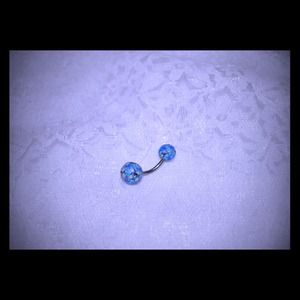 Funky blue bellybutton ring