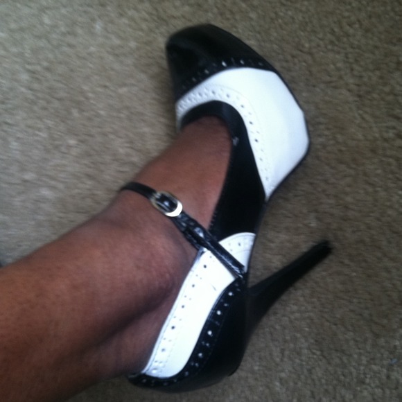 Black and white heels