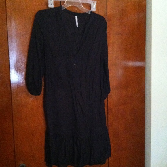 Black linen baby doll dress