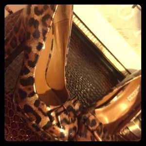 PRICE CUT !!!!Leopard ,patten Leather bow heels!