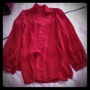 red button up blouse