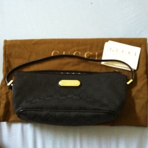 Hardly used Gucci mini monogram black pochette