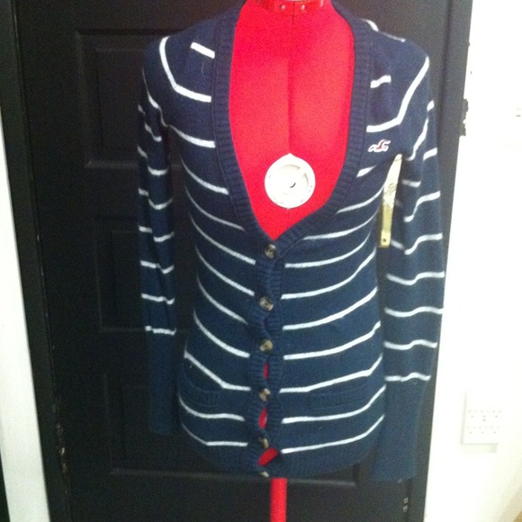 Hollister Blue and White Sweater