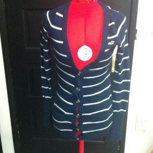 Hollister Blue and White Sweater
