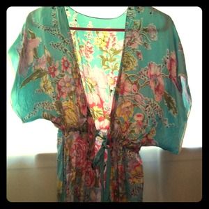 Printed silk Kimono style top