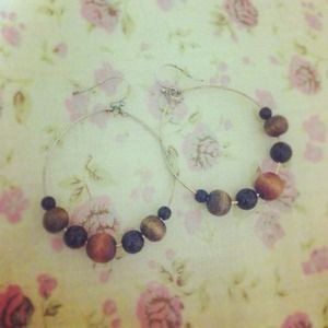 Jewelry - SOLD! Wooden beaded hoops Jewelry - SOLD! Wooden beaded hoops