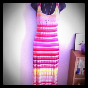 Neon striped maxi dress