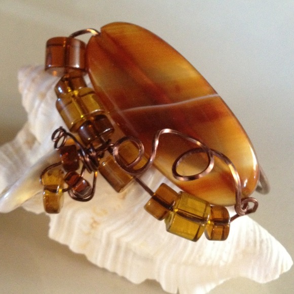 Handmade bronze wire wrapper bracelet