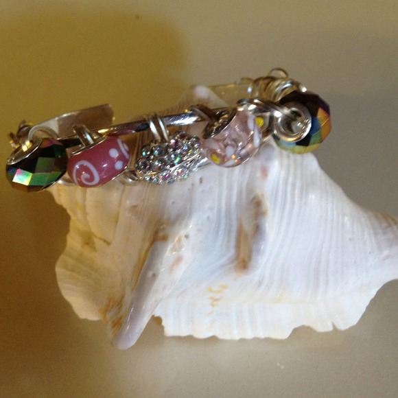 Handmade silver wire wrap Pandora style beads