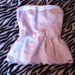 super cute white strapless Hollister top