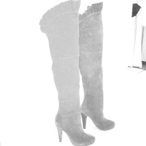 Willing to negotiate!!!Ruffled dark grey boots