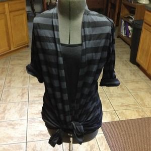 Black & Grey Striped Top