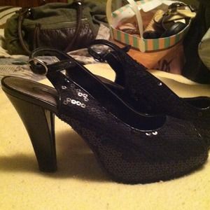 Candies black sequined high heels