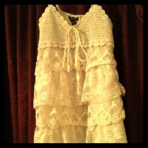 Cream lace loose shirt