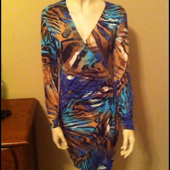 🐯SOLD!!Sexy Cache blue tiger stripe dress