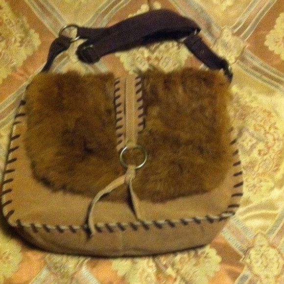 Leather & fur purse