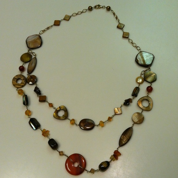NEW Gorgeous Beaded Double Strand Necklace Earthy