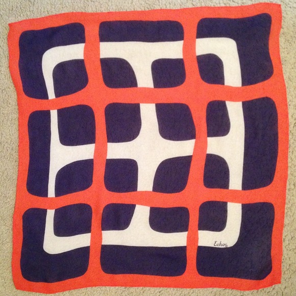SOLD Vintage red, white & blue silk mod scarf