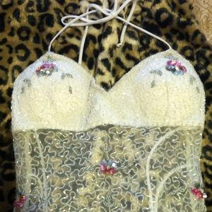 Beaded/sequin halter top