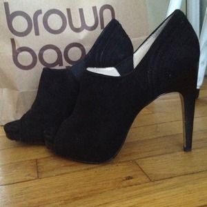 Black Calvin Klein peep toe booties