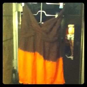 Brown and orange spaghetti strap halter