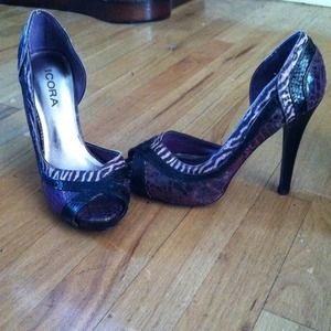Purple animal print heels