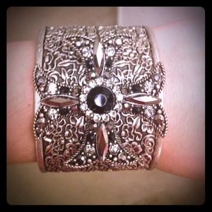 Gunmetal cross cuff braclet