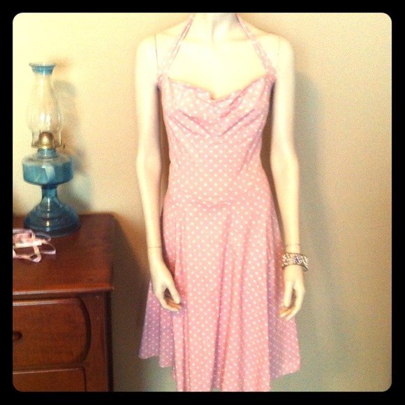 Sold!  soft pink and white polka dot halter