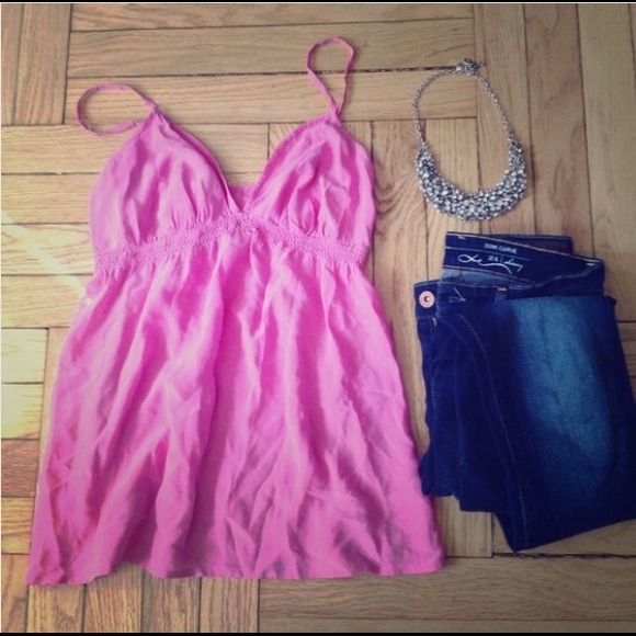 Express Design Studio 100% silk pink top - Picture 2 of 2