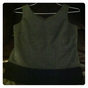 Gray and black V- neck/back, no sleeve blouse