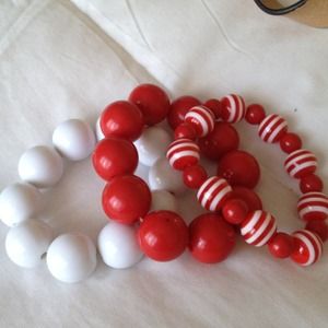 Red and White beaded bracelets