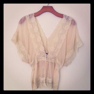 Lace Silk Chiffon Top
