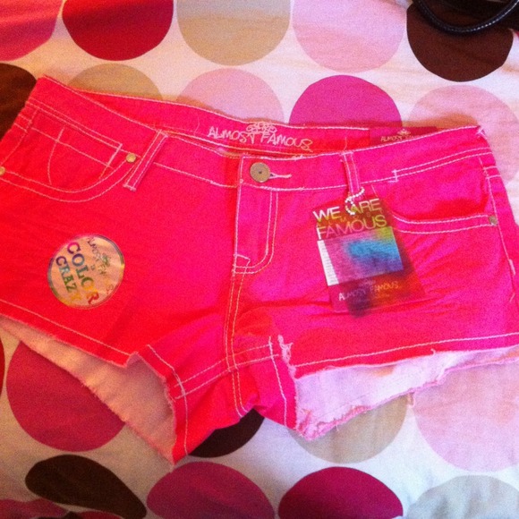 Neon pink short shorts buy one get one FREE